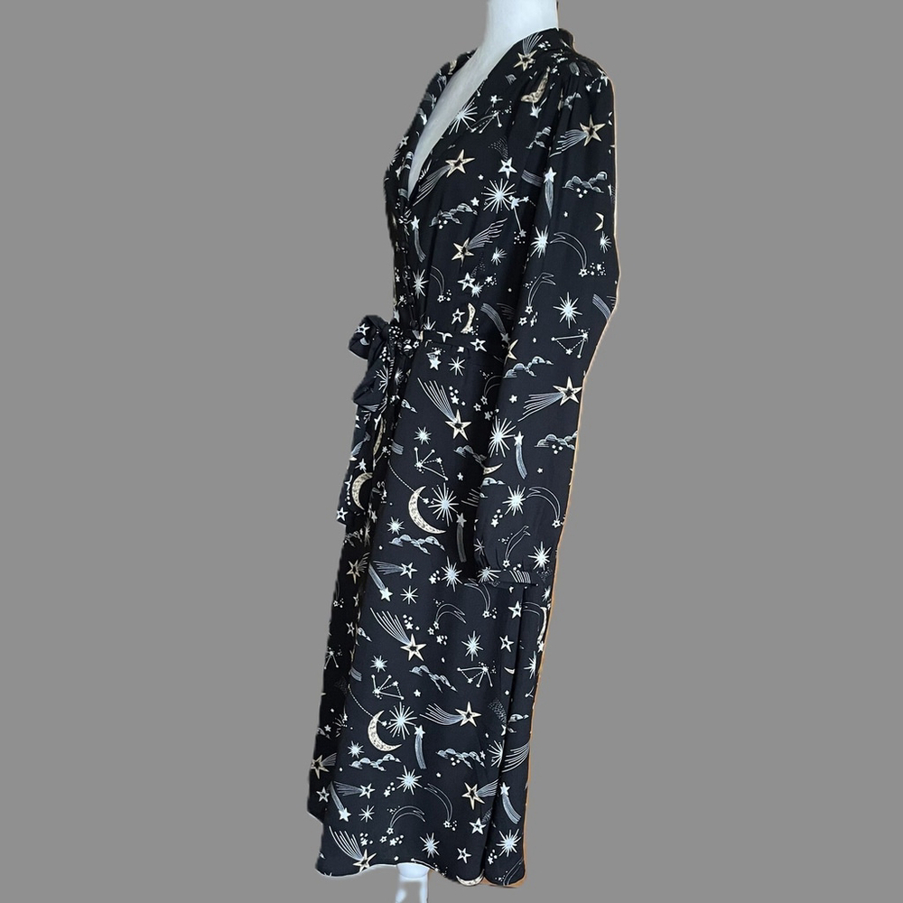Joanie Babs Celestial Moon Star V Neck Midi Dress Size 14 - Picture 6 of 15
